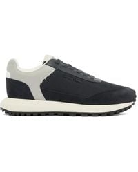 Emporio Armani - Mesh-Panelled Suede-Trim Sneakers - Lyst