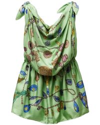 Versace - Printed Silk Twill Mini Dress - Lyst