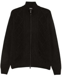 Corneliani - Cable-Knit Diamond-Pattern Cardigan - Lyst