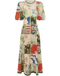 ALÉMAIS - Vestido midi Bianca con diseño patchwork - Lyst