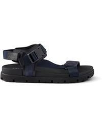 Prada - Suede And Woven Tape Sporty Sandals - Lyst