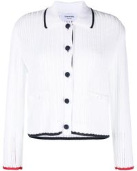 Thom Browne - Cardigan en maille pointelle à col polo - Lyst