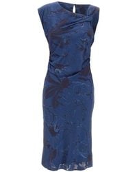 Kaos - Icona Floral-Jacquard Asymmetric-Neck Midi Dress - Lyst