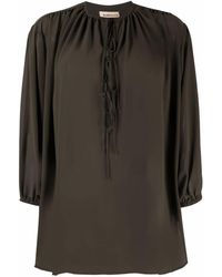 Blanca Vita - Begonia Lace-up Front Blouse - Lyst