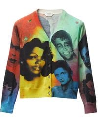 Versace - Printed Silk Knit Cardigan - Lyst
