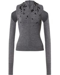 Alberta Ferretti - Off-Shoulder Virgin-Wool Sweater - Lyst