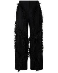 Alberta Ferretti - Frayed-Detail Wide-Leg Trousers - Lyst