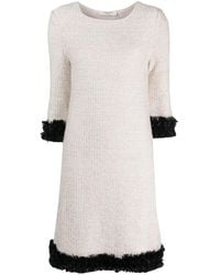 Charlott - Contrasting-Trim Bouclé Flared Dress - Lyst