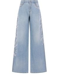 Ermanno Scervino - Floral-Embroidered Buttoned Jeans - Lyst
