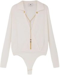 Elisabetta Franchi - Chain-embellished Ribbed Bodie - Lyst