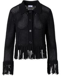 Akris - Fringe-Trim Perforated Cardigan - Lyst
