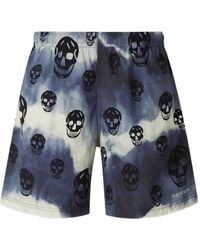McQueen - Skull-Print Tie-Dye Swim Shorts - Lyst