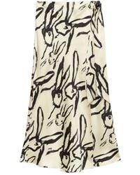 MSGM - Rabbit-print Wrap Skirt - Lyst
