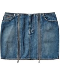 Jean Paul Gaultier - Two-Zip Detail Denim Mini Skirt - Lyst