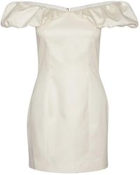 ROTATE BIRGER CHRISTENSEN - Vestido Corto Fruncido Con Hombro Descubierto - Lyst