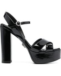 Philipp Plein - Patent-effect Heeled Sandals - Lyst