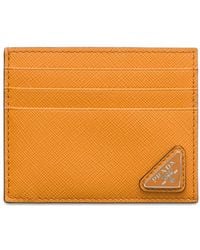 Prada - Triangle-Logo Leather Card Holder - Lyst