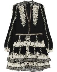 Alice + Olivia - Valencia Deep V Long Sleeve Mini Dress - Lyst