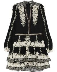 Alice + Olivia - Valencia Deep V Long Sleeve Mini Dress - Lyst