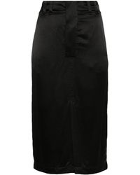 Saint Laurent - Falda Tubo De Crepe De China De Seda - Lyst