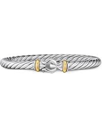 David Yurman - Sterling And 14K Cable Flex Buckle Bracelet - Lyst