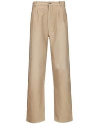 Maison Margiela - Pleated Cotton Trousers - Lyst