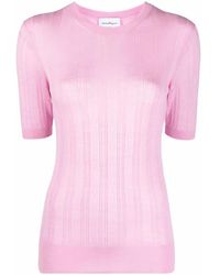 Ferragamo - Gancini-Pattern Short-Sleeve Knitted Top - Lyst