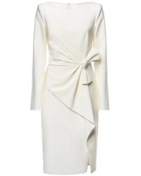Genny - Side-Bow Draped Midi Dress - Lyst