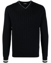 Peserico - V-neck Ribbed-knit Virgin-wool Jumper - Lyst