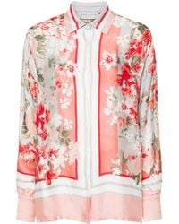 ERMANNO FIRENZE - Floral-print Satin Shirt - Lyst