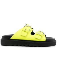 Gcds - Buckle-Strap Leather Slides - Lyst