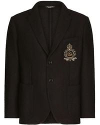 Dolce & Gabbana - Einreihiges Sakko Mit Wappen-Patch - Lyst