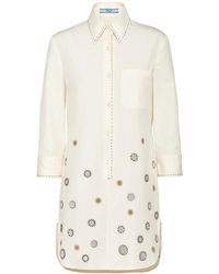 Prada - Appliqué-Detail Cotton Shirtdress - Lyst