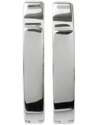 Burberry - Slim Shield Logo-Engraved Hoop Earrings - Lyst