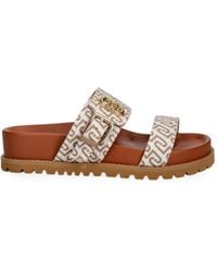 Liu Jo - Monogram-Print Buckle-Fastening Sandals - Lyst