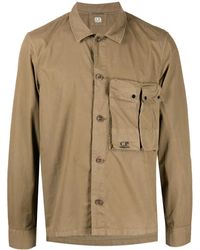 C.P. Company - Logo-Embroidered Cotton Shirt - Lyst