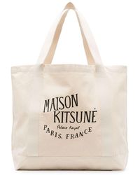 Maison Kitsuné - Logo-print Canvas Tote Bag - Lyst