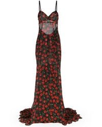 Dolce & Gabbana - Vestido largo con motivo de cerezas - Lyst