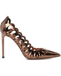 Aquazzura - 105Mm Peep Metallic Cut-Out Pumps - Lyst