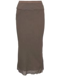 Rick Owens - Jupe Mi-Longue Bias À Taille Côtelée - Lyst