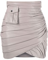 The Mannei - Ruched-wrap Leather Mini Skirt - Lyst