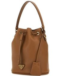 Prada - Drawstring Leather Bucket Bag - Lyst