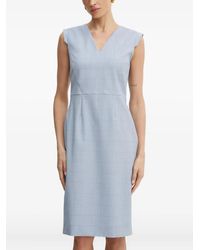 BOSS - Checked V-Neck Sheath Mini Dress - Lyst