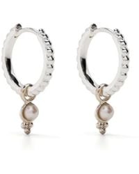 Dower & Hall - Dotty Pearl Charm Hoops - Lyst