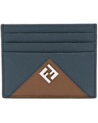 Fendi - Porte-Cartes En Cuir Grainé À Plaque Logo - Lyst