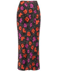 Nissa - Floral-Print Polka-Dot Skirt - Lyst