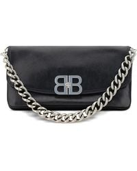 Balenciaga - Bb Logo Plaque Leather Shoulder Bag - Lyst