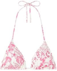 Versace - Floral-Print Triangle Bikini Top - Lyst