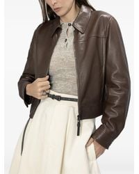 Brunello Cucinelli - Zip-Up Leather Jacket - Lyst