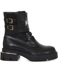 Just Cavalli - Logo Buckled Combat Boots - Lyst